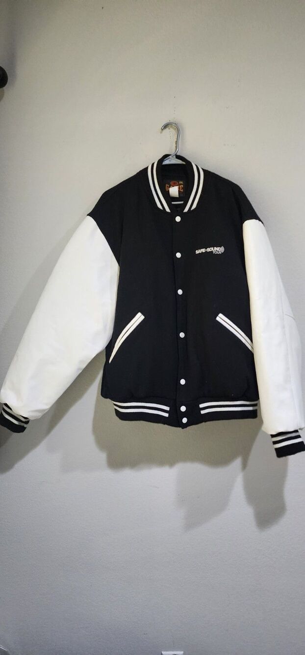 Pioneer Safe & Sound Tour Varsity Jacket Genuine Leather Sleeve Wool Blend 2XL
